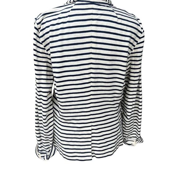 J.CREW size M blazer cream with navy stripes cotton - Picture 7 of 11